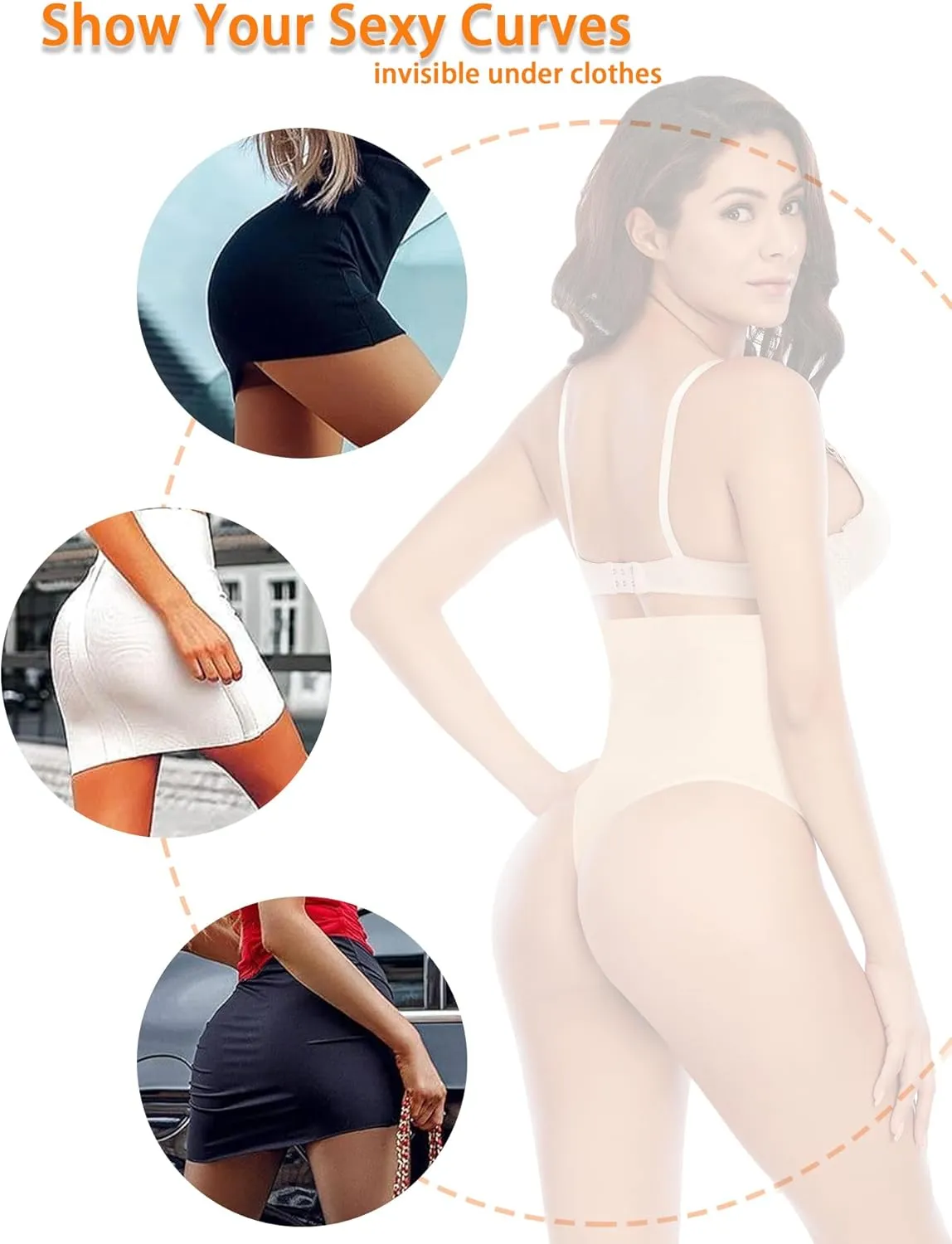 Werena Tummy Control Thong Shapewear for Women Seamless Shaping Thong Panties Body Shaper Underwear