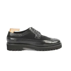 Wingtip Derby Black Leather Hand Made Dress up Shoes