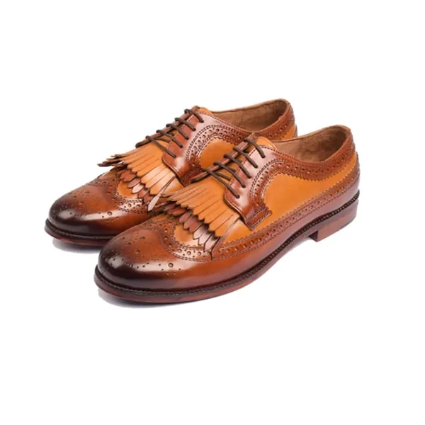 Wingtip Derby Dress Up Shoes Two Tone Leather