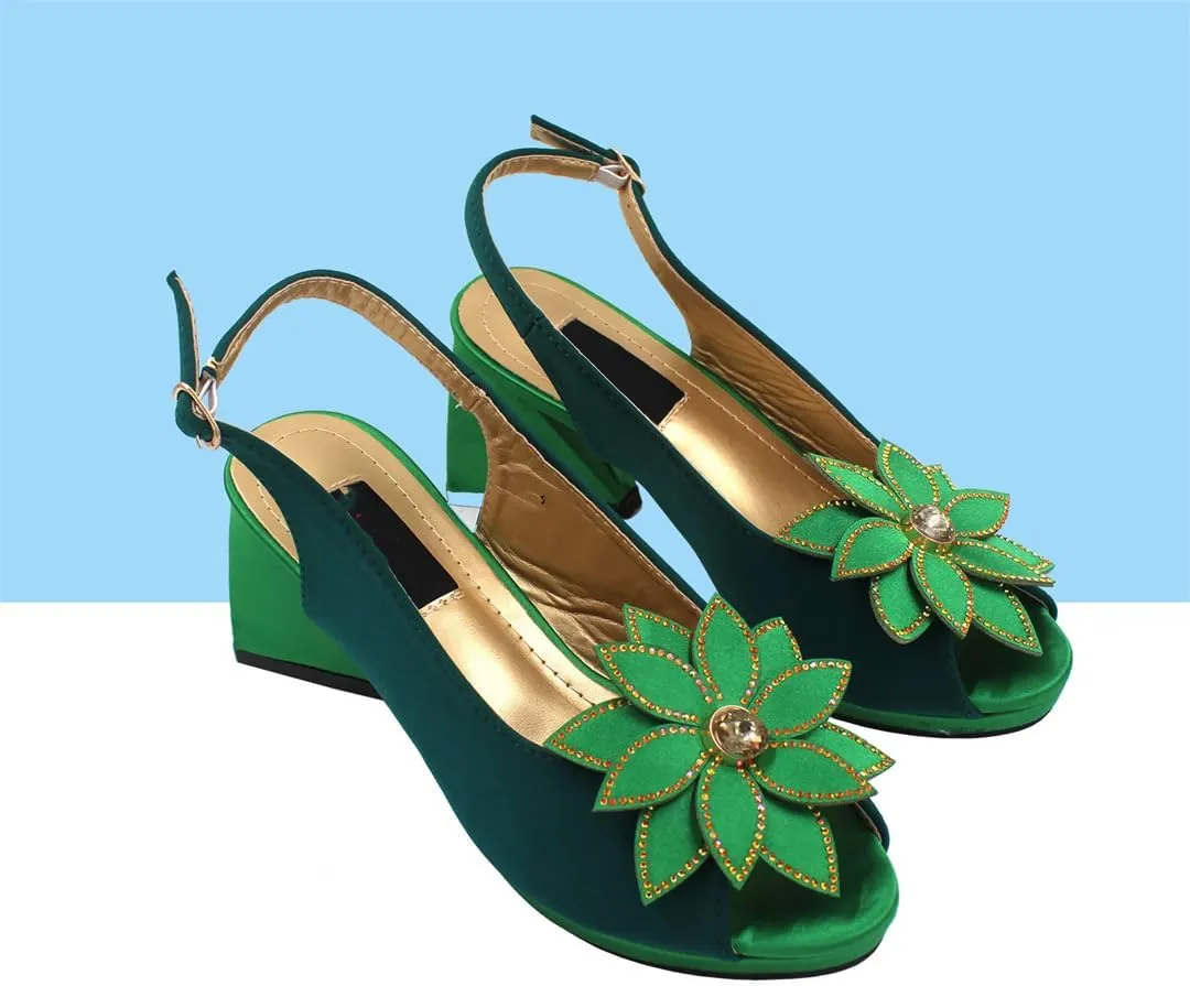 Wjnvfioo Italian Women Shoes and Bag Set EN8 Color Heels with Appliques Wedding Set