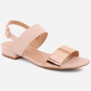 Women "DANIELE" Gold Strap Low block Heel Sandals