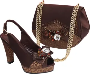 Womens African Banquet Wedding Shoes Set Sexy Rhinestone Heels and Dual Purpose Evening Bag Party Accessories