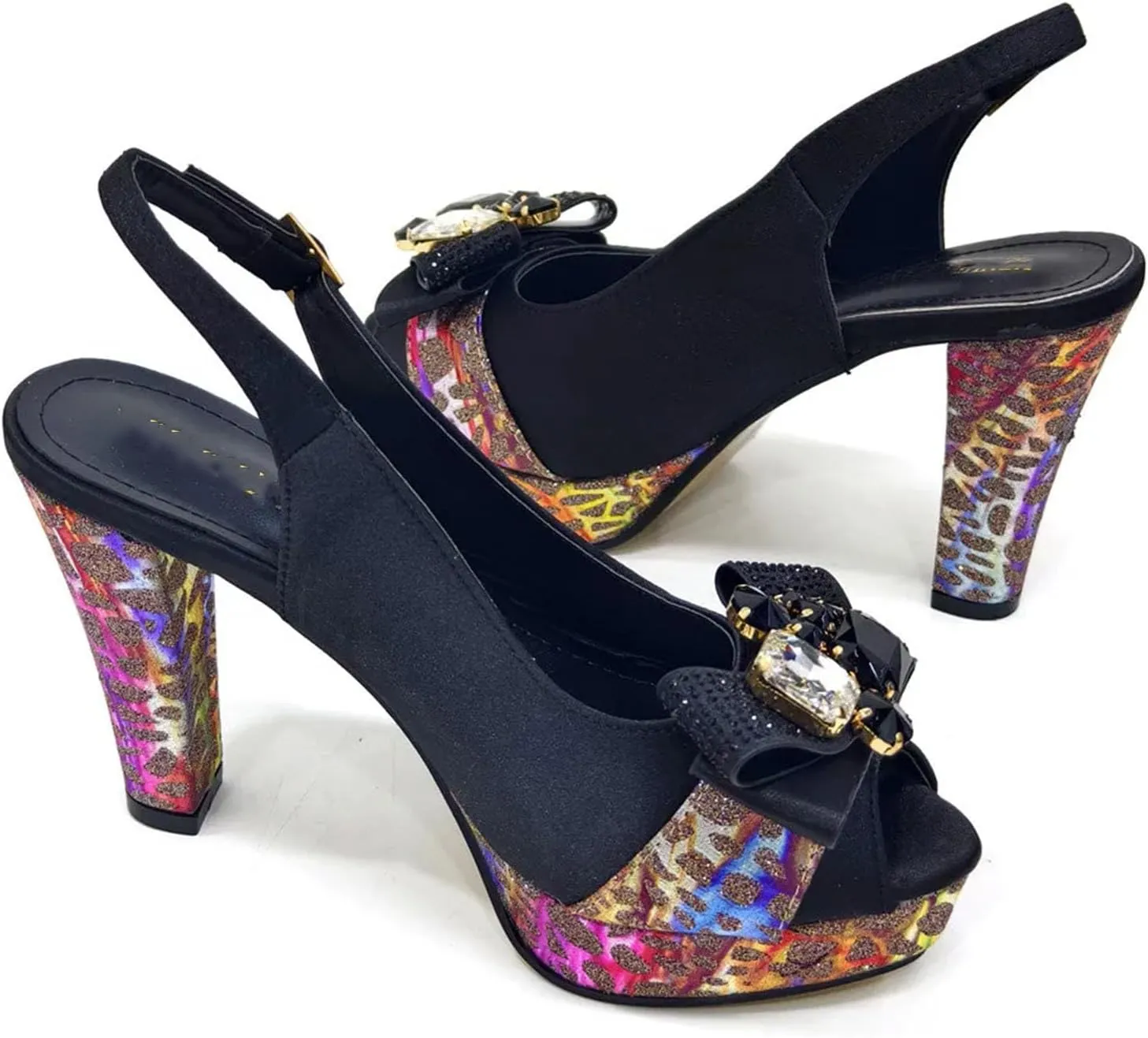 Womens African Banquet Wedding Shoes Set Sexy Rhinestone Heels and Dual Purpose Evening Bag Party Accessories