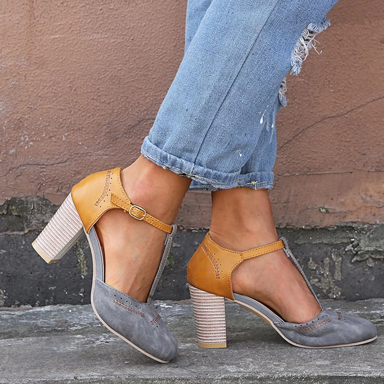 Women's Breathable Sandals Open Toe Ankle Strap Party Dress Pump Shoes Party Dress Sandals Women's Chunky Shoes
