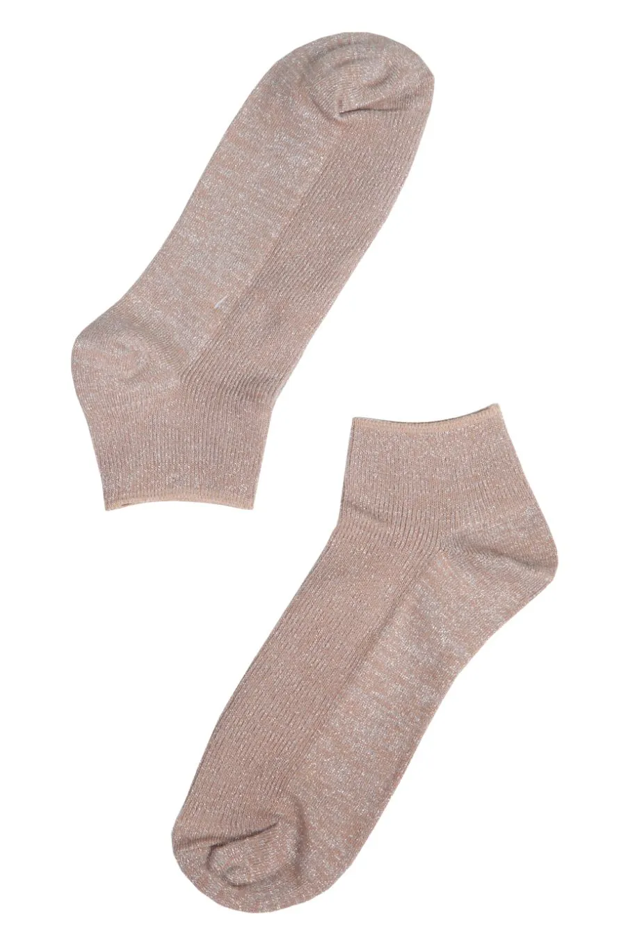 Womens Glitter Anklet Trainer Socks Silver Sparkly Shimmer  Neutral Beige