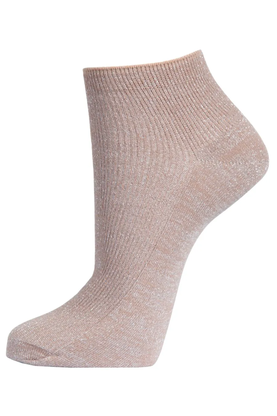 Womens Glitter Anklet Trainer Socks Silver Sparkly Shimmer  Neutral Beige