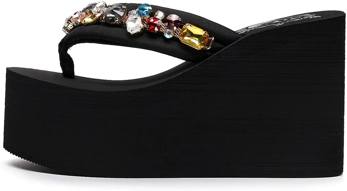 Womens Platform Wedge Flip Flops Chunky High Heel Sandals Summer Beach Thong Heeled Sandal Slippers for Women