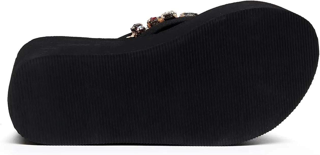 Womens Platform Wedge Flip Flops Chunky High Heel Sandals Summer Beach Thong Heeled Sandal Slippers for Women