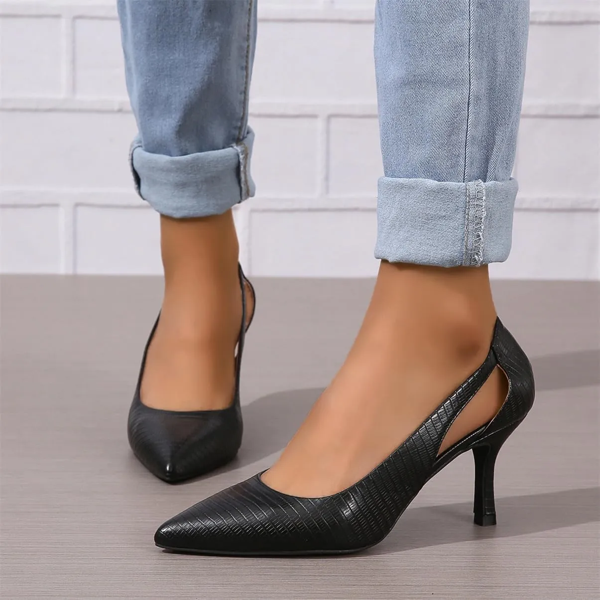 Women's Pumps Pointed Toe Pump Shoes Kitten Heel Comfort Cut Out Dress Shoes for Office Wedding Party Dressy Casual, US Size 5-11