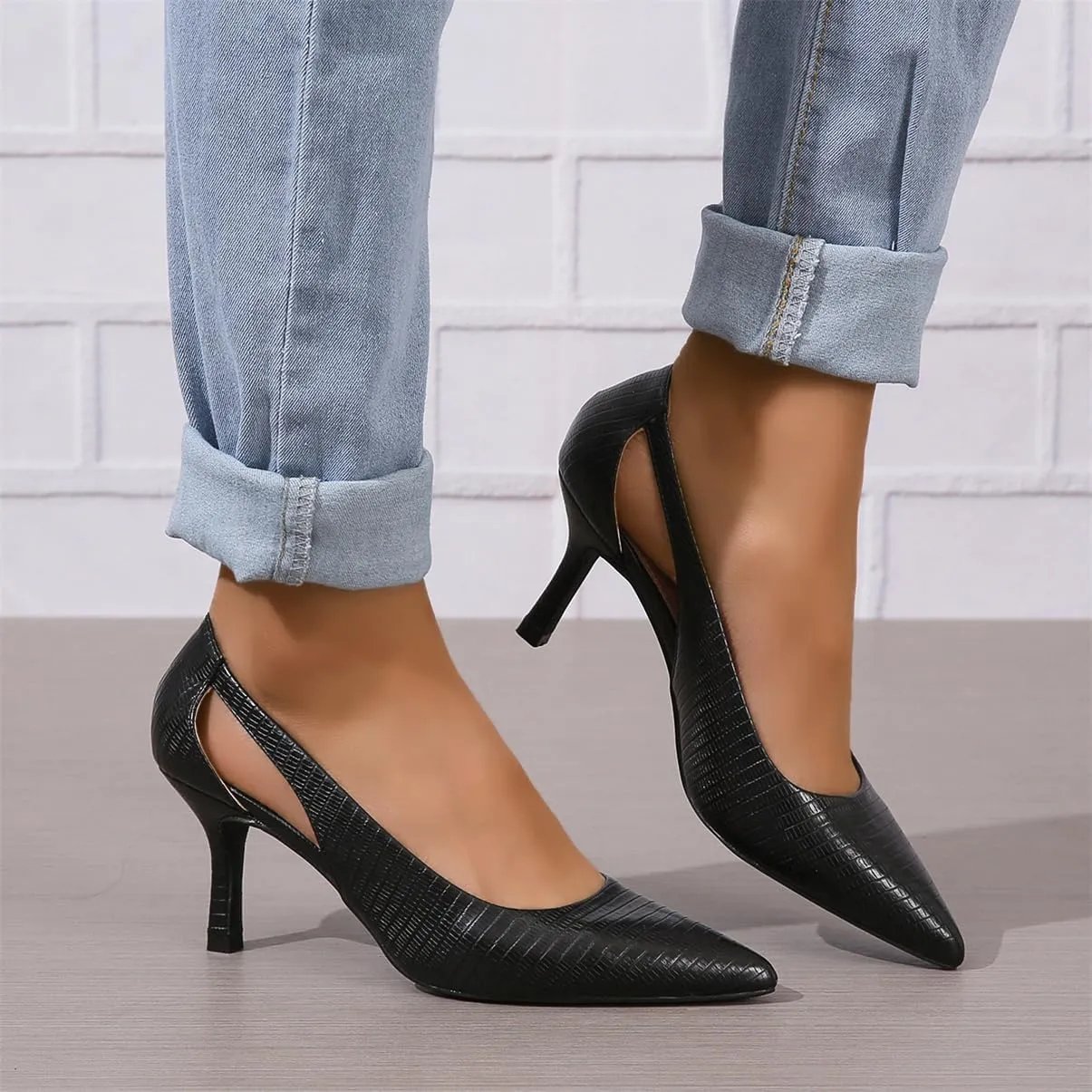 Women's Pumps Pointed Toe Pump Shoes Kitten Heel Comfort Cut Out Dress Shoes for Office Wedding Party Dressy Casual, US Size 5-11