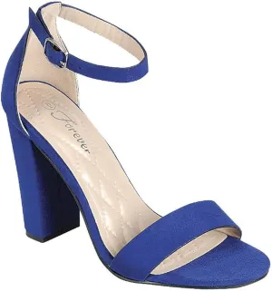 Women's Single Band Chunky Heel Sandal with Ankle Strap