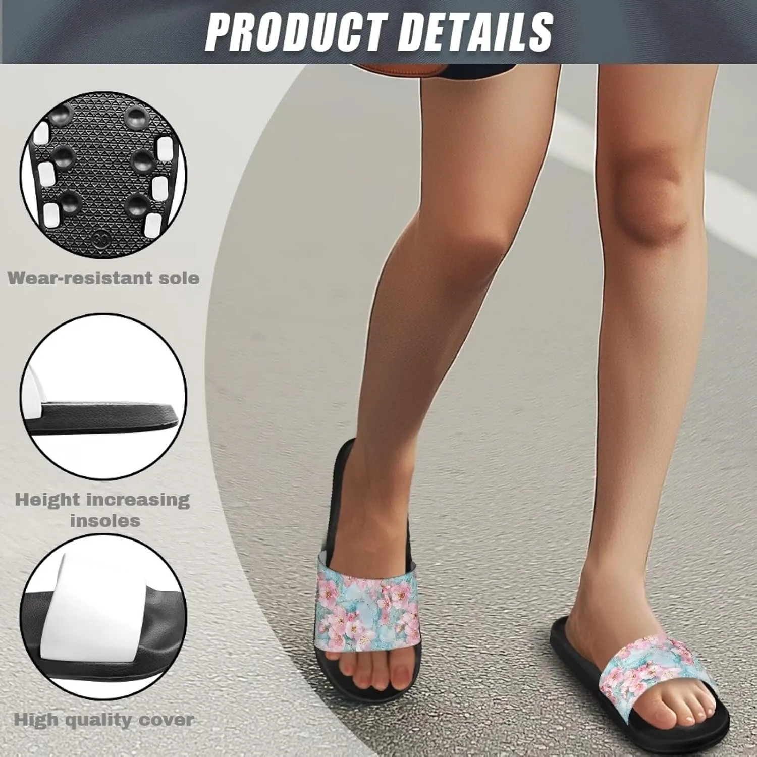 Womens Slide Sandal Lightweight Quick-dry Bathroom Shower Slippers Non Slip Open-toe EVA Slide Shoes Slippers for Bedroom House SizeUS 5-12.5