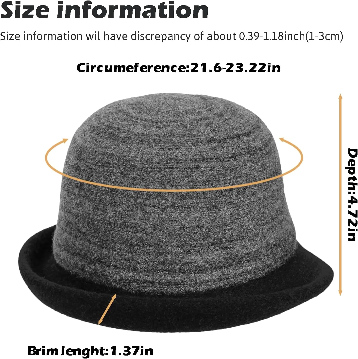 Womens Winter 1920S Vintage Cloche Wool Bucket Hat Packable Ladies Church Derby Party Fashion Cap