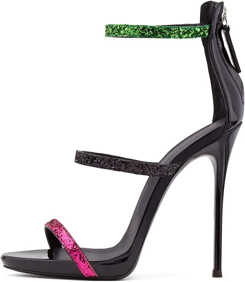 XYD Hot Summer Party Stilettos Sexy Strappy Sandals with Platform Open Toe Back Zipper High Heels Pump Club Evening Shoes for Women