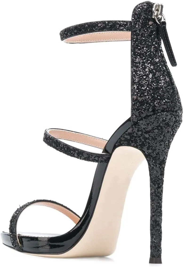XYD Hot Summer Party Stilettos Sexy Strappy Sandals with Platform Open Toe Back Zipper High Heels Pump Club Evening Shoes for Women