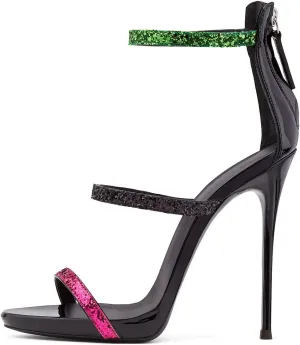 XYD Hot Summer Party Stilettos Sexy Strappy Sandals with Platform Open Toe Back Zipper High Heels Pump Club Evening Shoes for Women