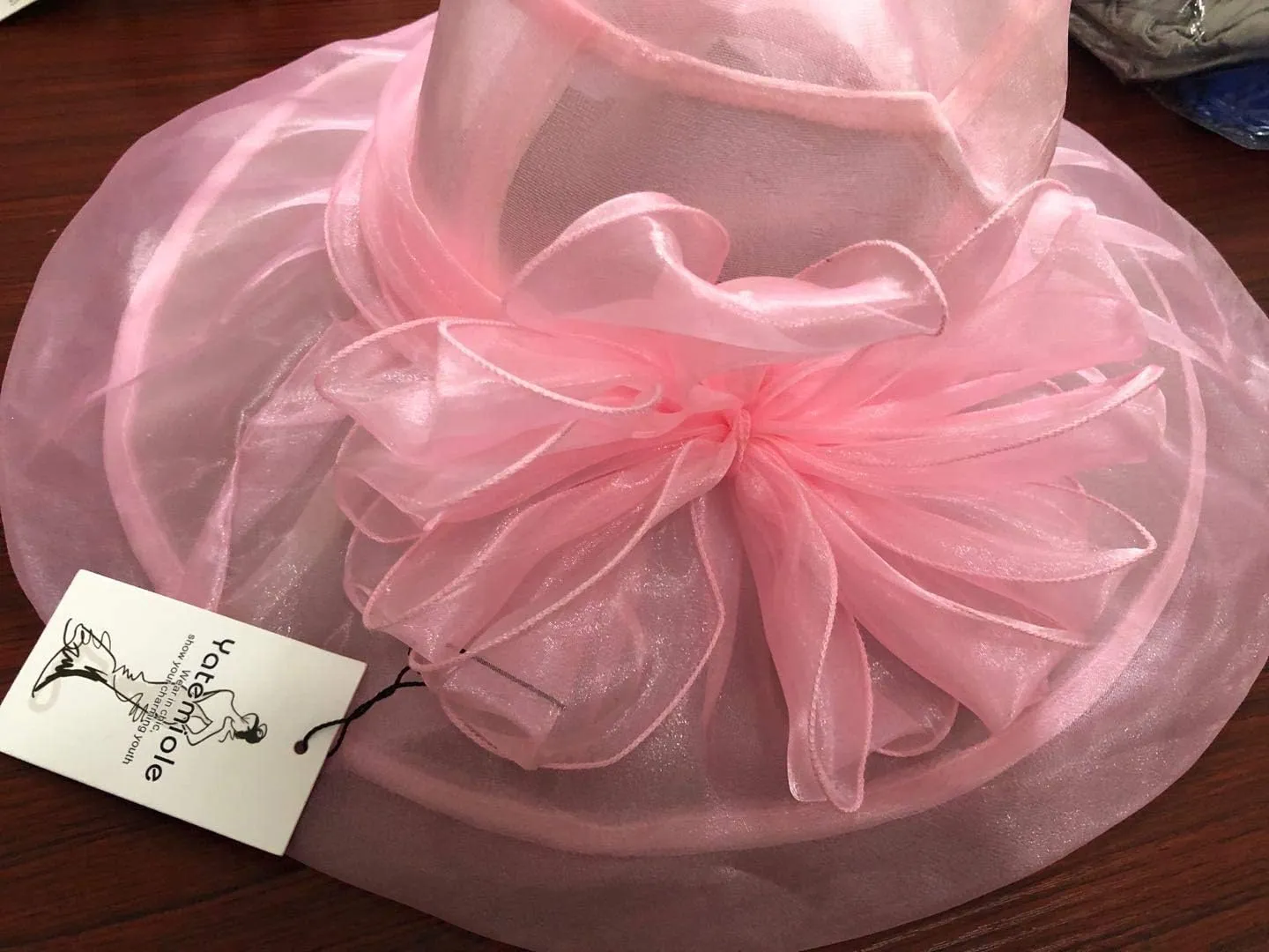 Yatemiole Women's Organza Church Wide Brim Tea Party Wedding Hat Derby Fascinator Cap Kentucky Wedding Hat