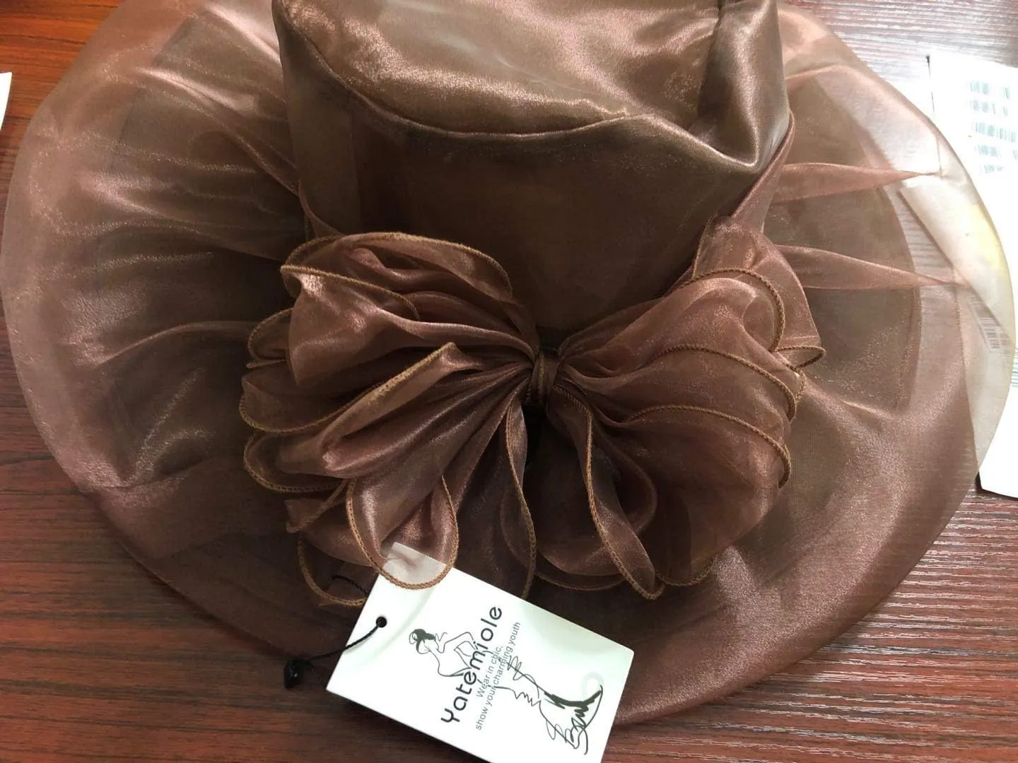 Yatemiole Women's Organza Church Wide Brim Tea Party Wedding Hat Derby Fascinator Cap Kentucky Wedding Hat