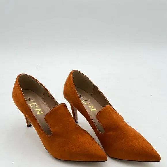 YDN Brown Slip on Loafer Stilettos Heels Pumps Pointy Toe Slide Suede Prom Shoes