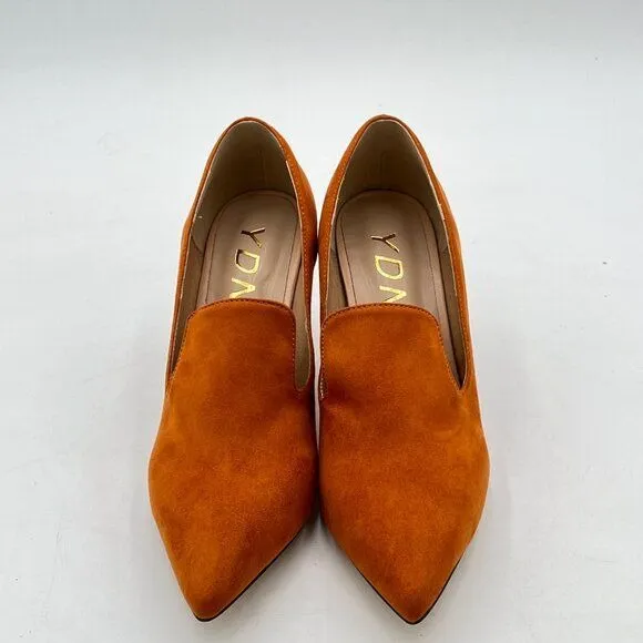 YDN Brown Slip on Loafer Stilettos Heels Pumps Pointy Toe Slide Suede Prom Shoes