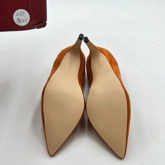YDN Brown Slip on Loafer Stilettos Heels Pumps Pointy Toe Slide Suede Prom Shoes
