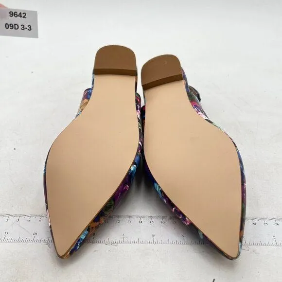 YDN Purple Floral Pointed Toe Slingback Low Heel Slide Sandals Comfortable Pump