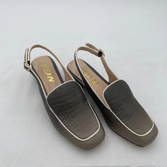 YDN Women Closed Square Toe Block Low Heels Slingback Formal Loafer Dressy Shoes