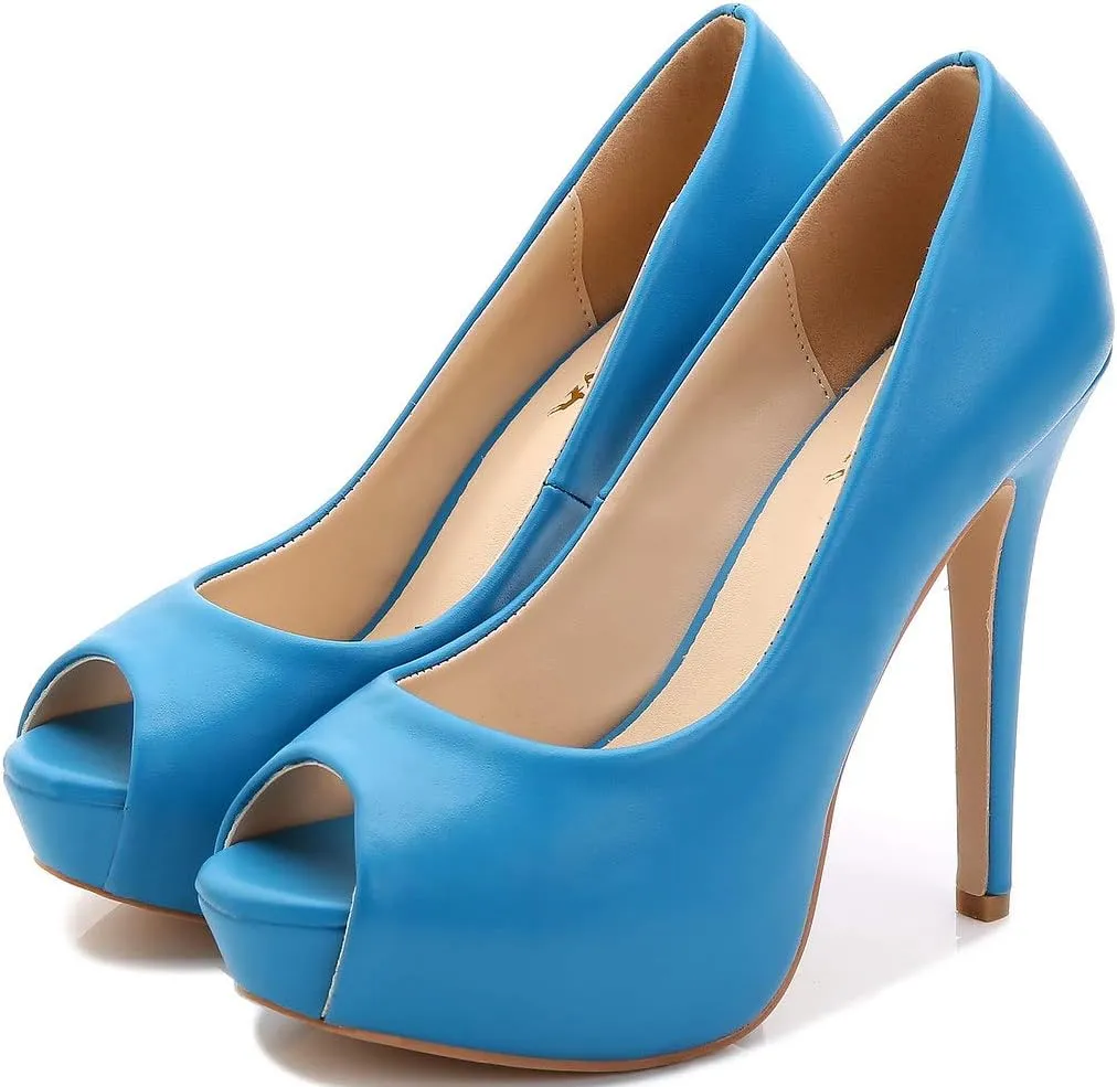 YooPrettyz Women Peep Toe High Heels Wedding Platform Shoes Party Dress Stiletto Pump