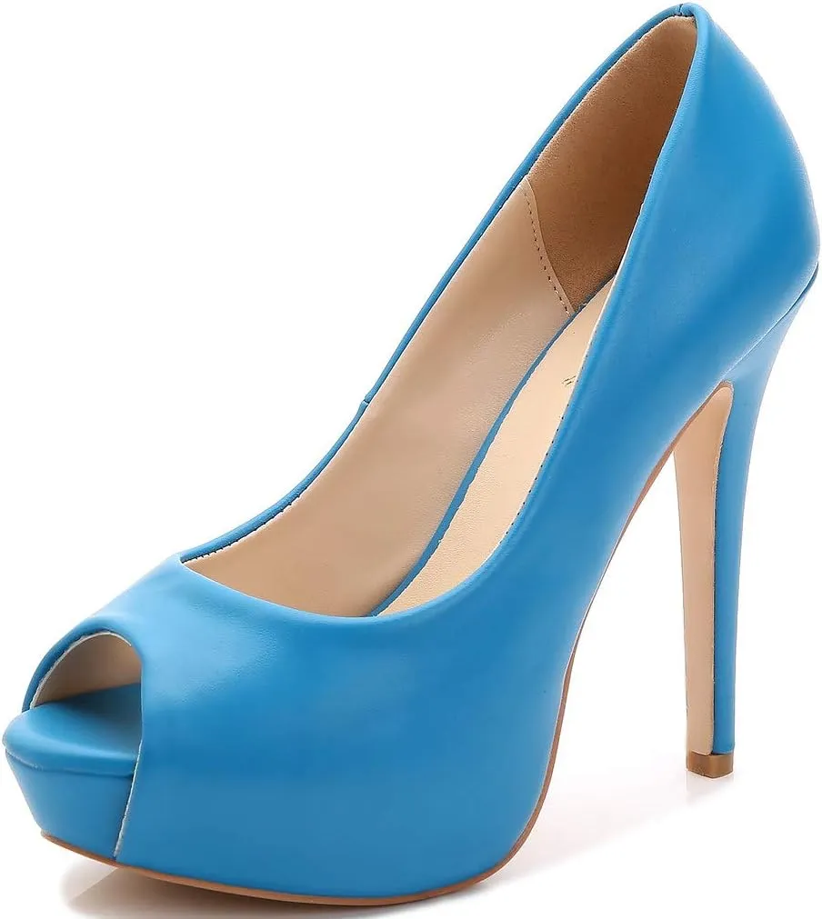 YooPrettyz Women Peep Toe High Heels Wedding Platform Shoes Party Dress Stiletto Pump