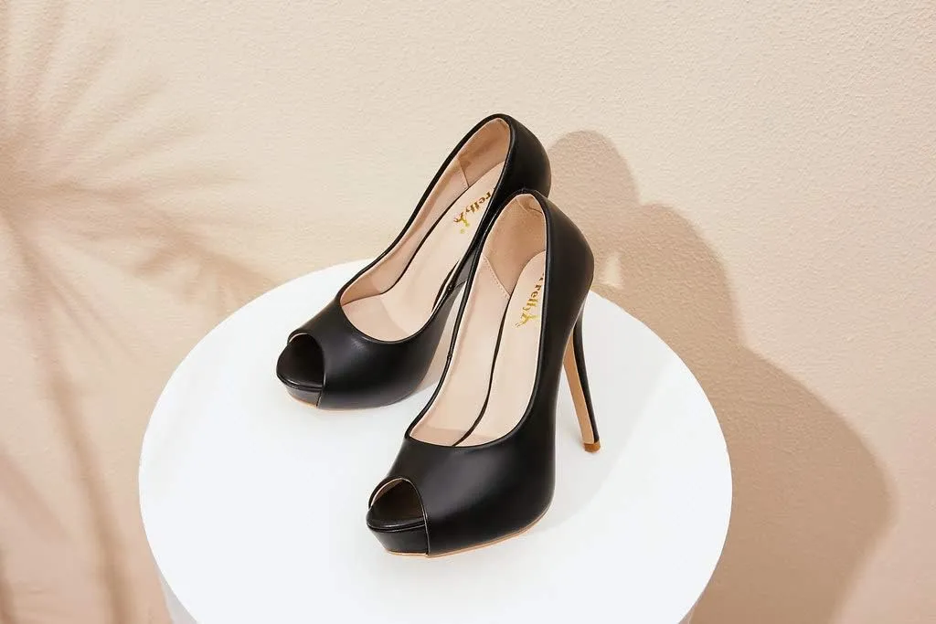 YooPrettyz Women Peep Toe High Heels Wedding Platform Shoes Party Dress Stiletto Pump