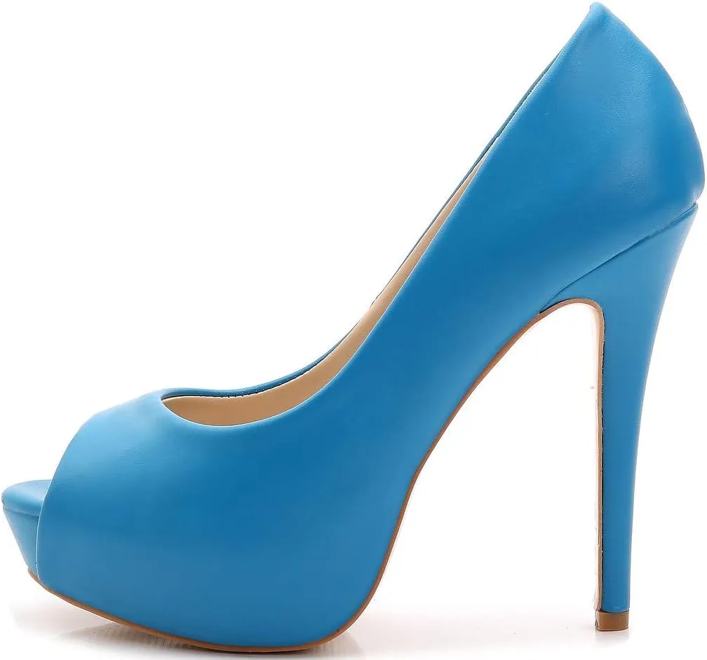 YooPrettyz Women Peep Toe High Heels Wedding Platform Shoes Party Dress Stiletto Pump