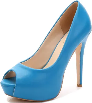 YooPrettyz Women Peep Toe High Heels Wedding Platform Shoes Party Dress Stiletto Pump