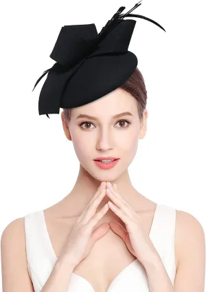Z&X Vintage 1920s Wool Felt Flower Fascinator Pillbox Hat British Wedding Church Derby Hats for Women Winter Fedoras