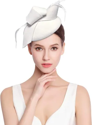 Z&X Vintage 1920s Wool Felt Flower Fascinator Pillbox Hat British Wedding Church Derby Hats for Women Winter Fedoras