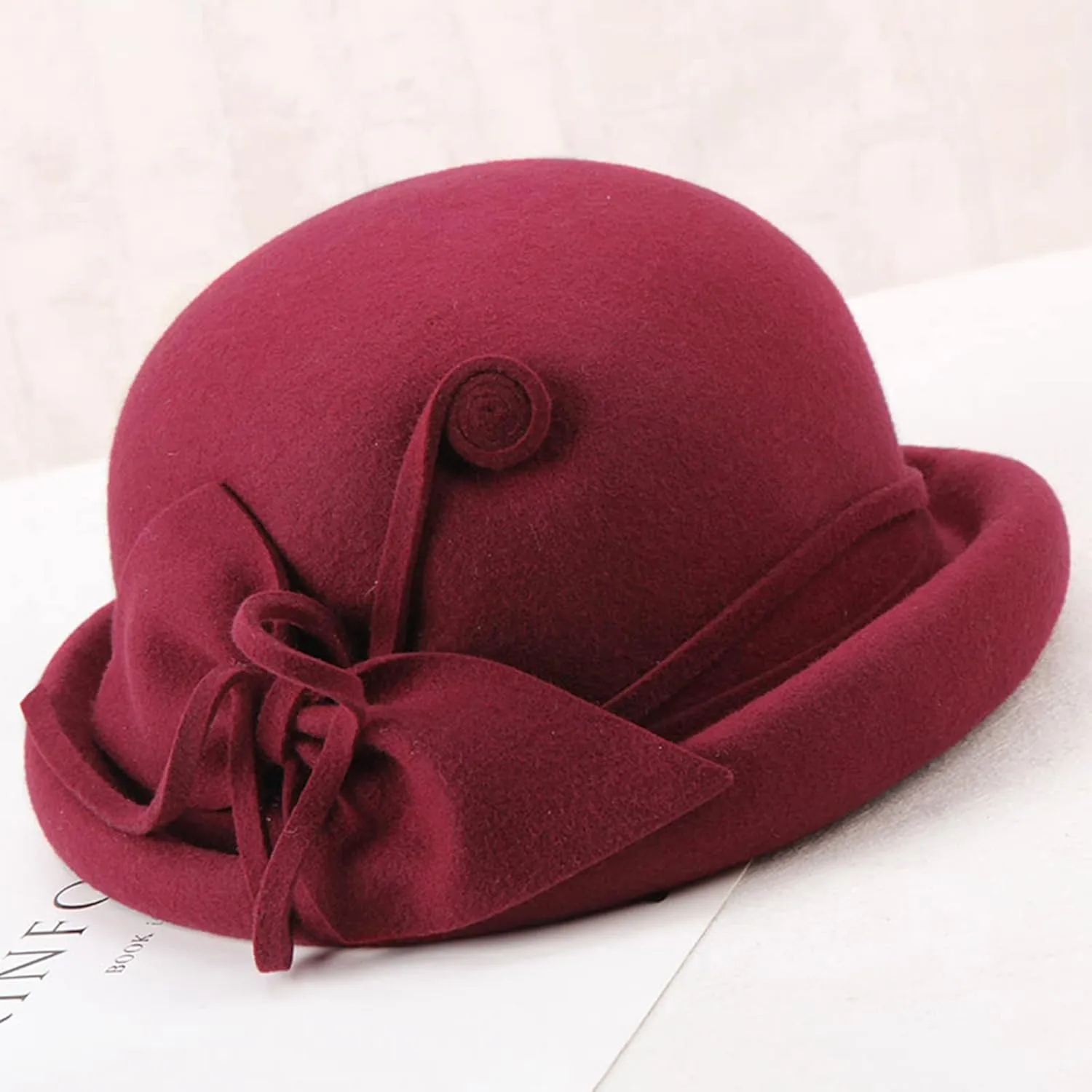 Z&X Wool Felt Veil Fascinator Pillbox Hats for Women Winter Tea Party Church Derby Hat Flower Beret Fedoras